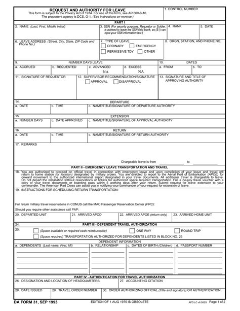 DA Form 31 .